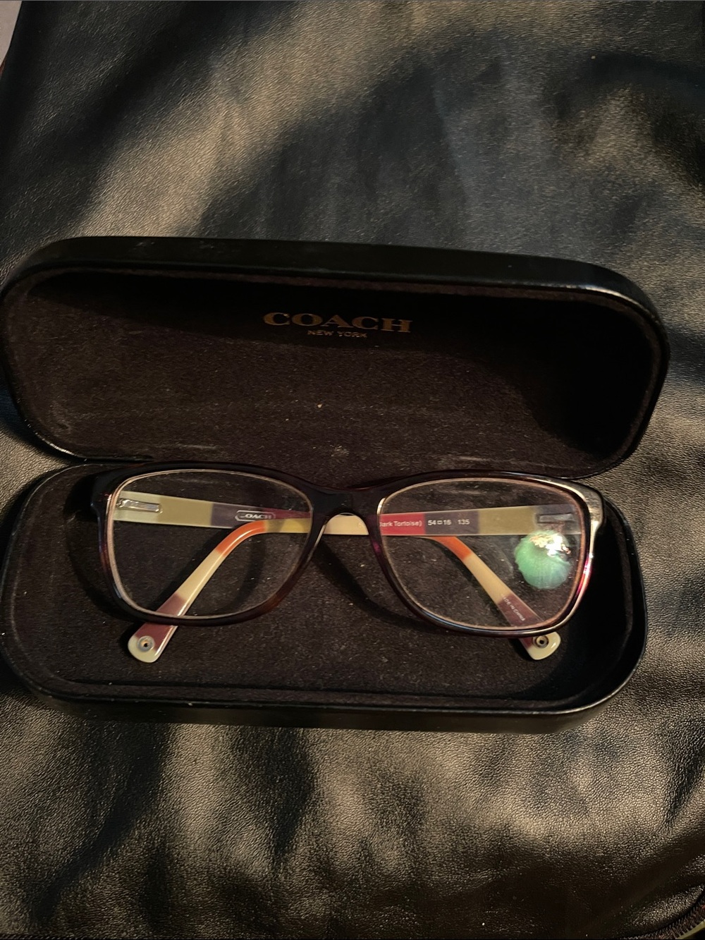COACH Women's Dark Tortoise Rectangular Optical Glasses